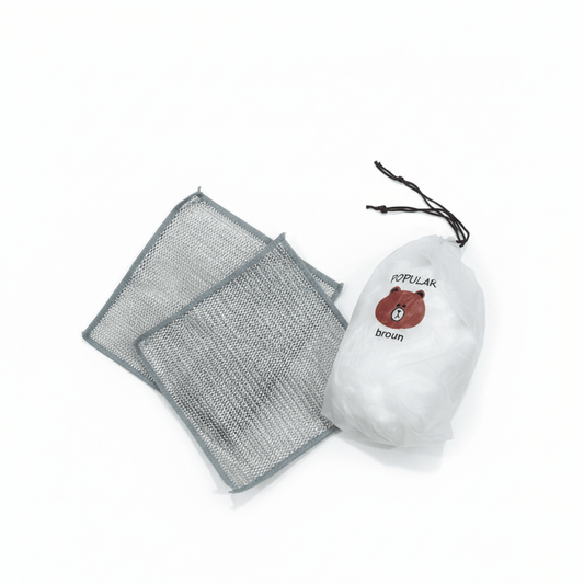 Combo Deal – 2 Pcs Metal Wire Cleaning Cloths with 1 Bear Design Food Cover Packet