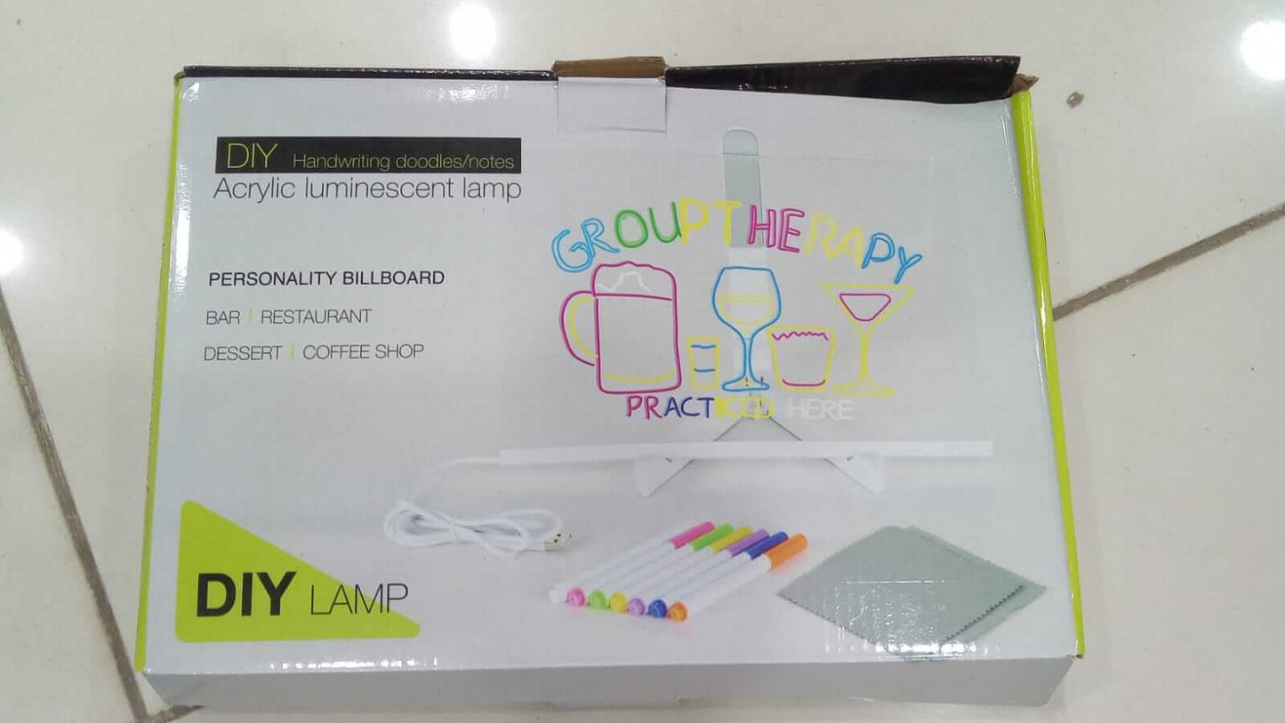 LED Light-Up Writing Board 20×30 cm Acrylic Message Pad with Stand Colorful