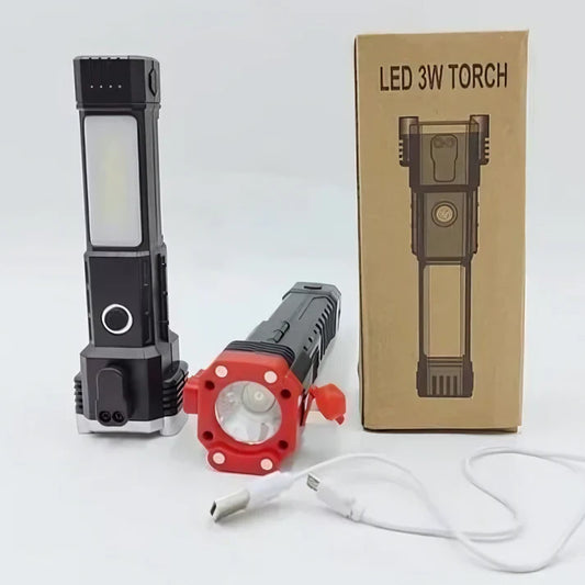 Rechargeable LED Torch with Power Bank – High Brightness Emergency Flashligh
