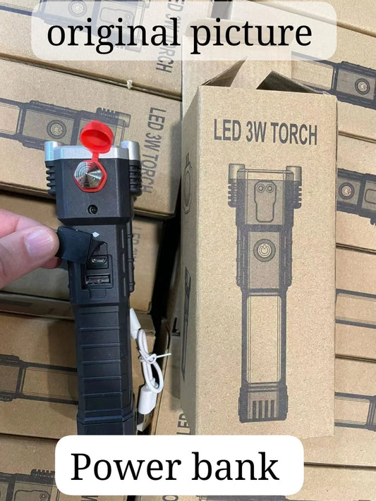 Rechargeable LED Torch with Power Bank – High Brightness Emergency Flashligh