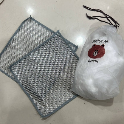 Combo Deal – 2 Pcs Metal Wire Cleaning Cloths with 1 Bear Design Food Cover Packet