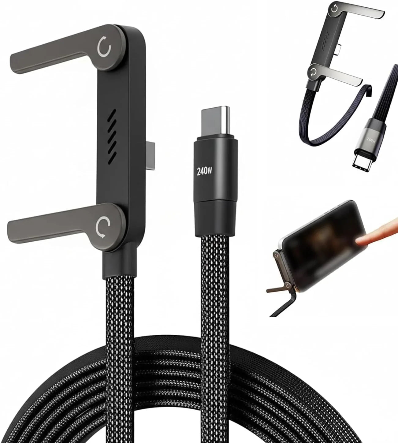 3-in-1 Type-C to Type-C Charging Cable – 240W Super Fast Charging