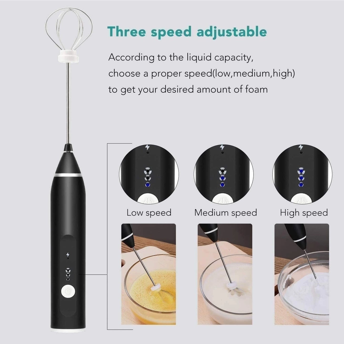2-in-1 Rechargeable Coffee Beater &amp; Electric Milk Frother