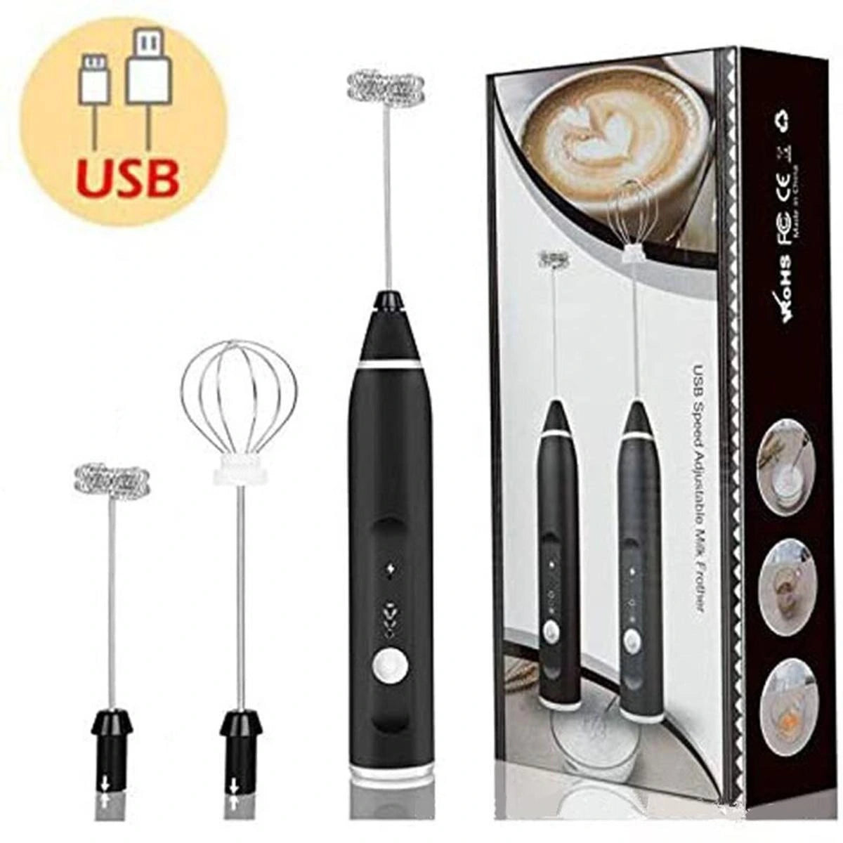 2-in-1 Rechargeable Coffee Beater &amp; Electric Milk Frother