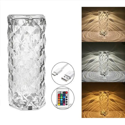 16 Colors Crystal Lamp With Remote | RGB Rose Diamond Table Lamp