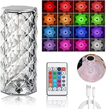 16 Colors Crystal Lamp With Remote | RGB Rose Diamond Table Lamp