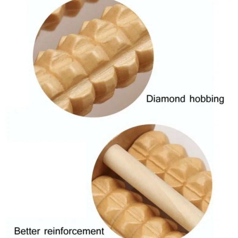 Wooden Foot Roller Massager |  Manual Reflexology Therapy Tool for Pain Relief, Stress Relaxation & Foot Care