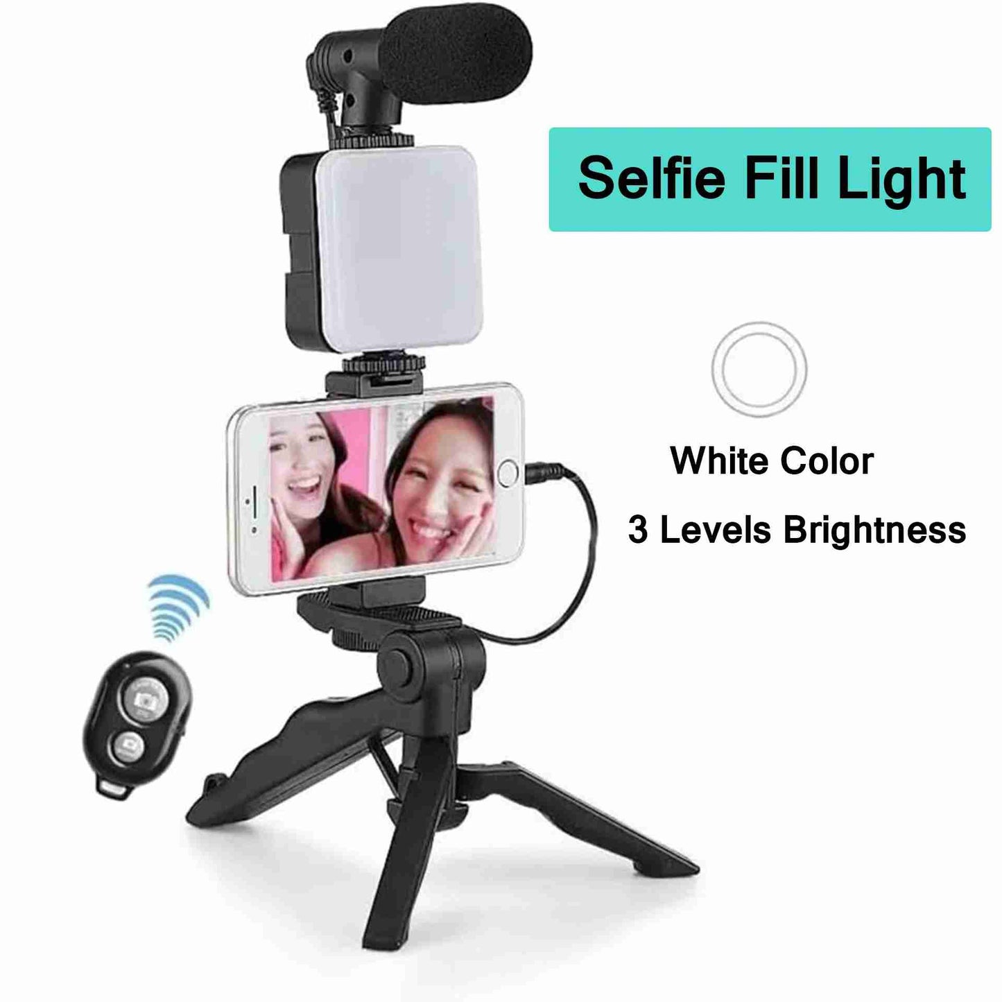 Mobile Vlogging Kit with LED Light & Mic – AY-49 Creator Kit