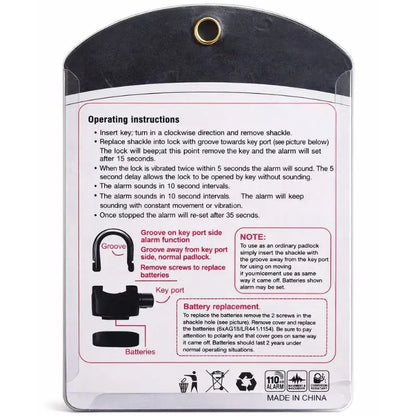 High-Security Alarm Padlock | Waterproof 110dB Anti-Theft Lock for Bike, Scooter & Door