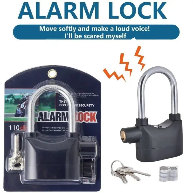 High-Security Alarm Padlock | Waterproof 110dB Anti-Theft Lock for Bike, Scooter & Door